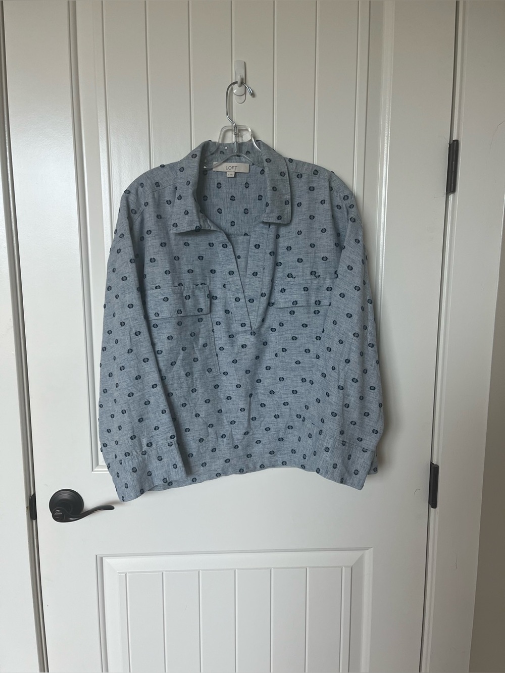 LOFT Light Blue Polka Dot Shirt Jacket
